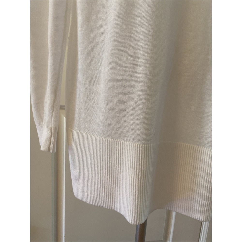Ann Taylor White Linen Blend Open Knit Cardigan Sweater Size Small Longline NEW - Picture 4 of 10